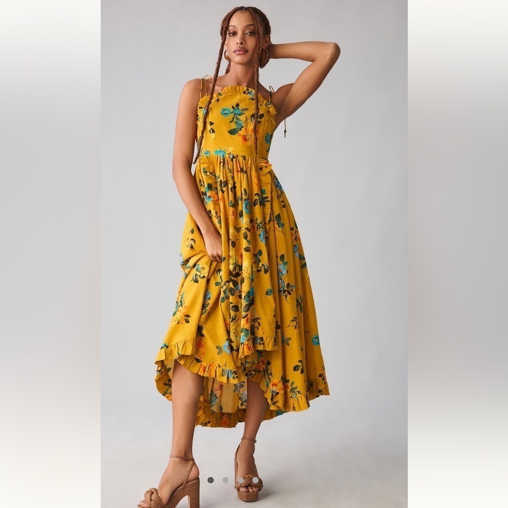 Anthropologie Maeve High-Low Pleated Dress